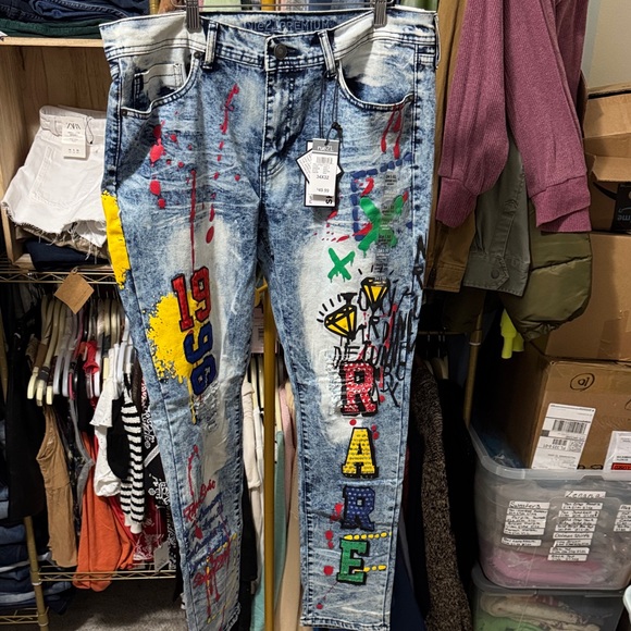 Rue21 Other - Rue21 Colorful Graphic Jeans 3 Pair Lot! 30x30, 34x30x 34x32.
